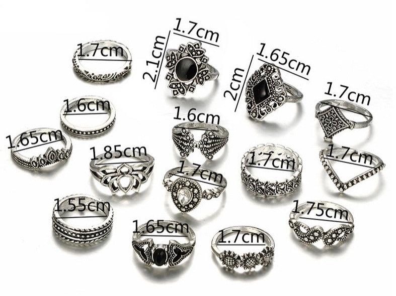Bohemian retro ring set